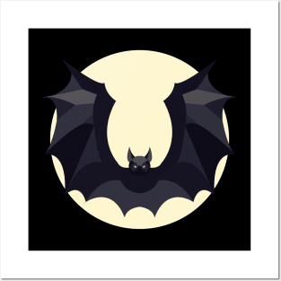 Bat in the moonlight Illustration Posters and Art